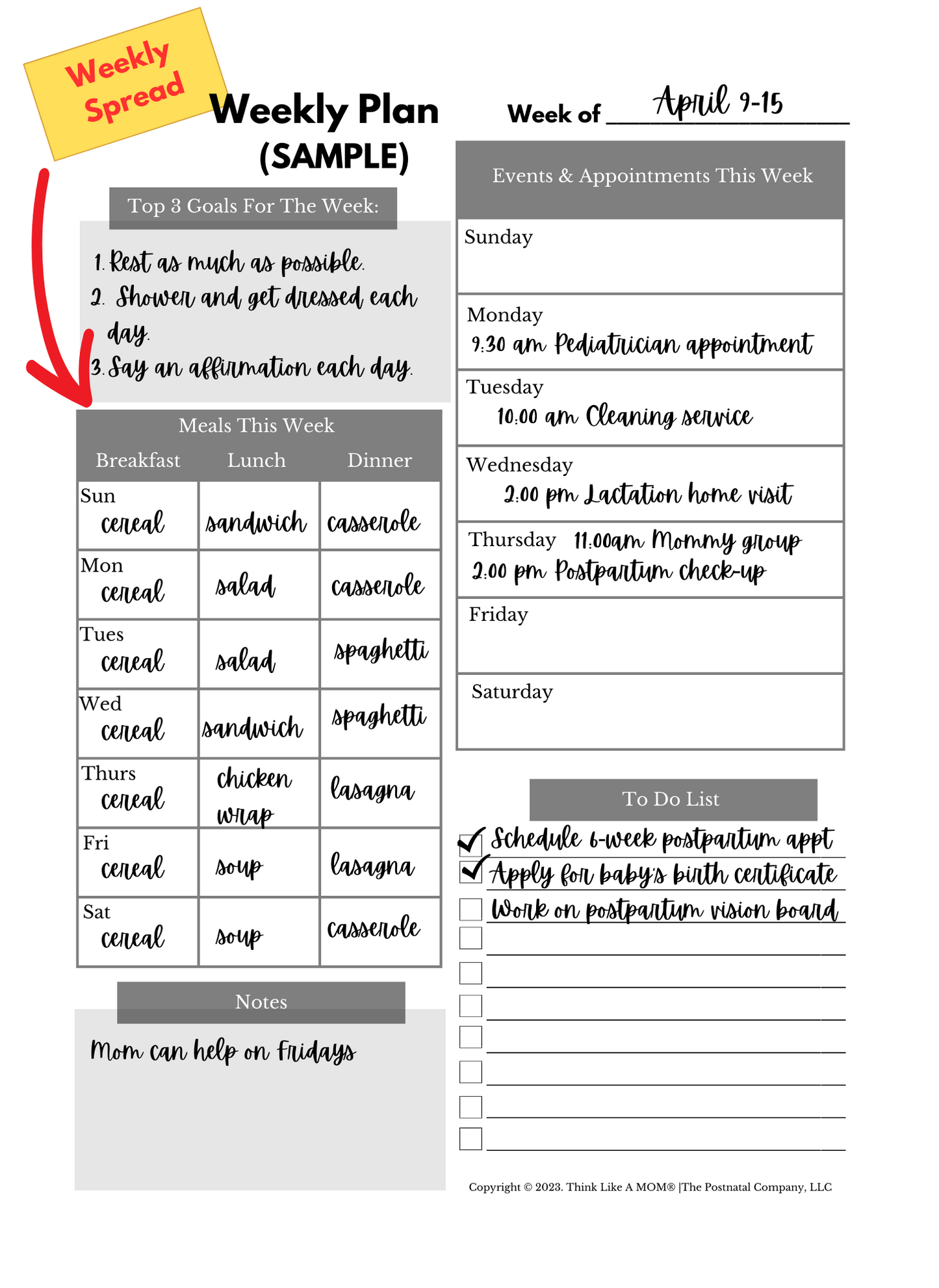 Postpartum Planner