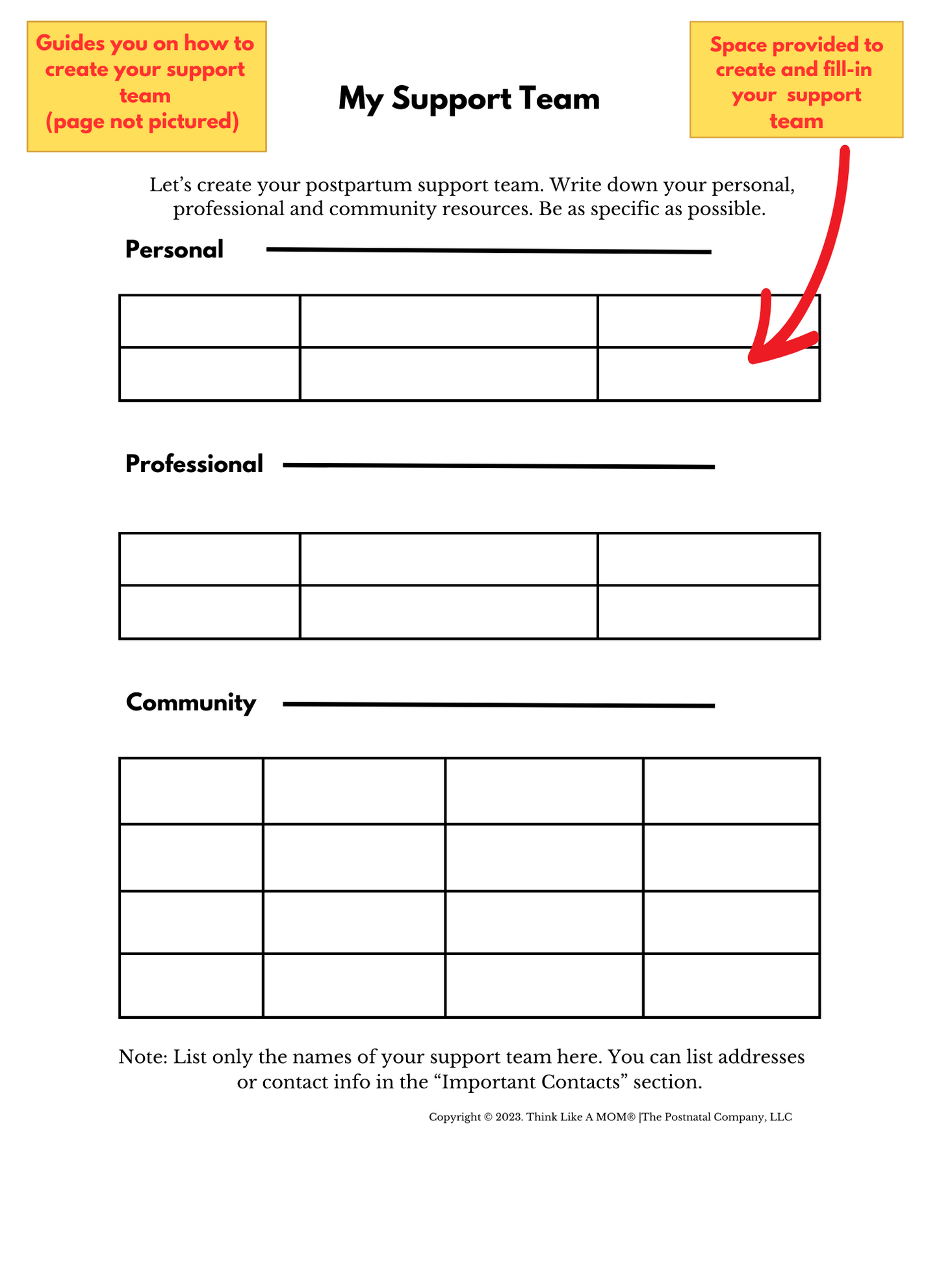 Postpartum Planner