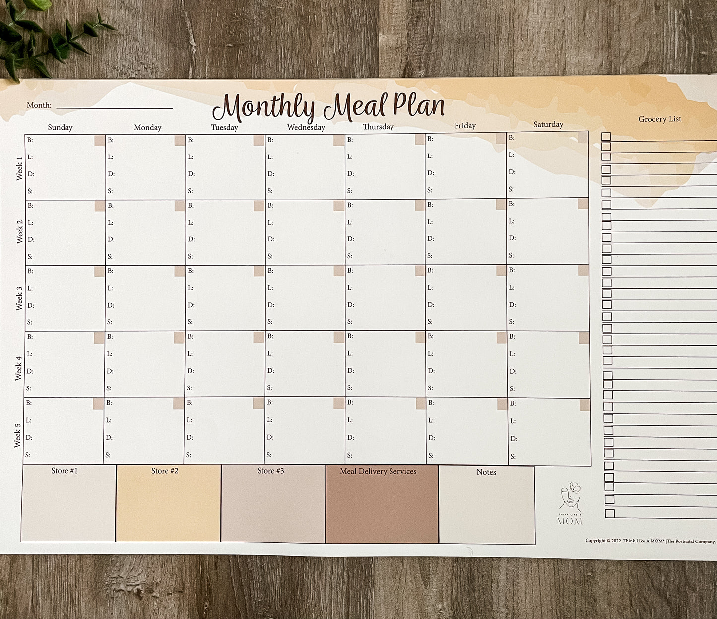 Monthly Meal Plan Notepad