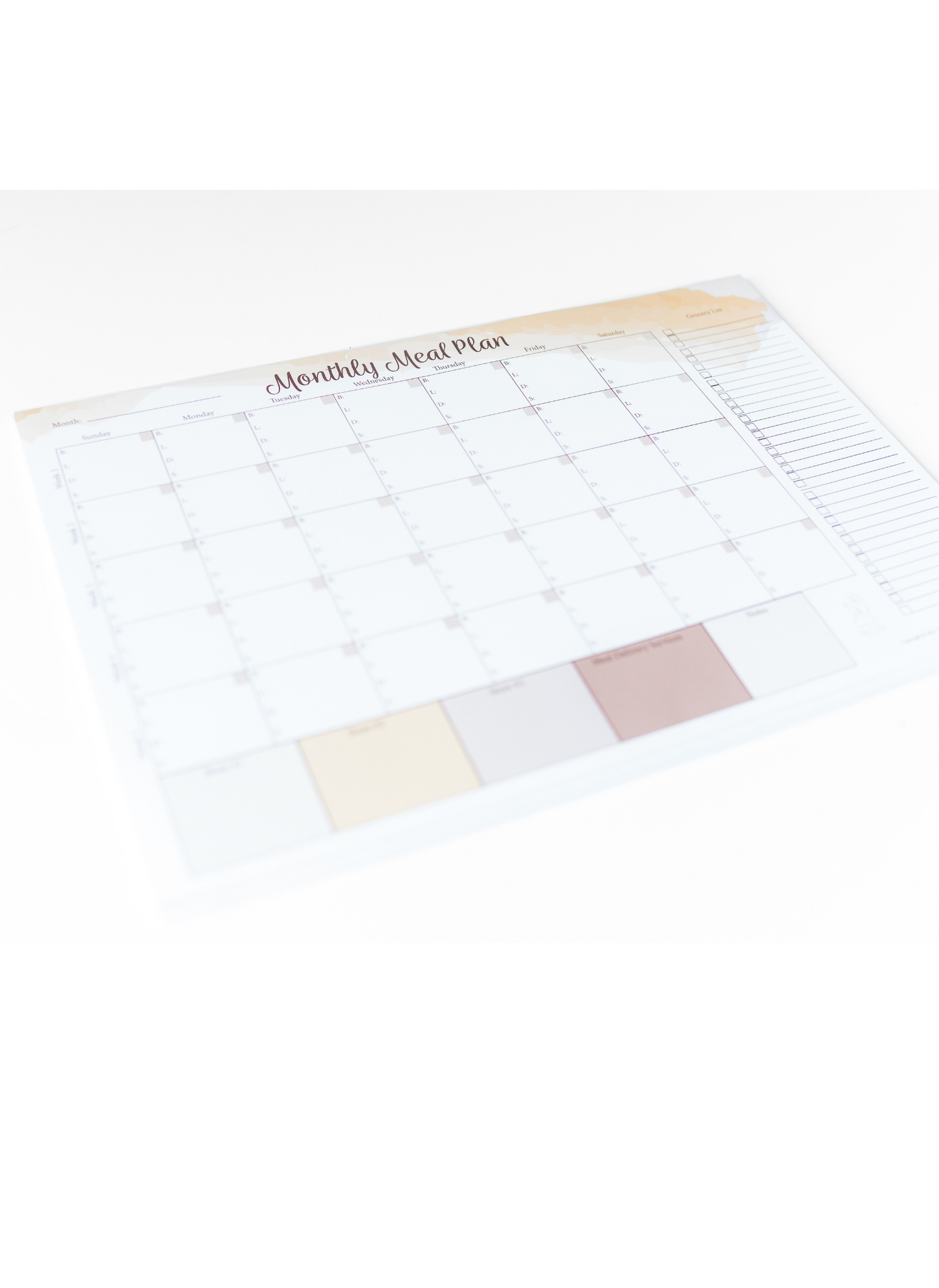 Monthly Meal Plan Notepad